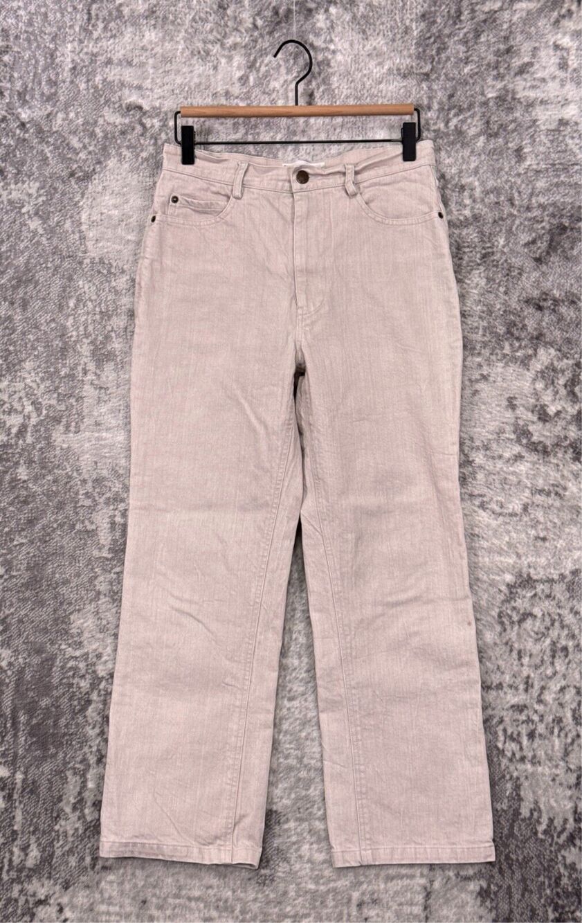 Apiece Apart Jeans 8 Womens High Rise Cropped Wide Leg Beige Denim